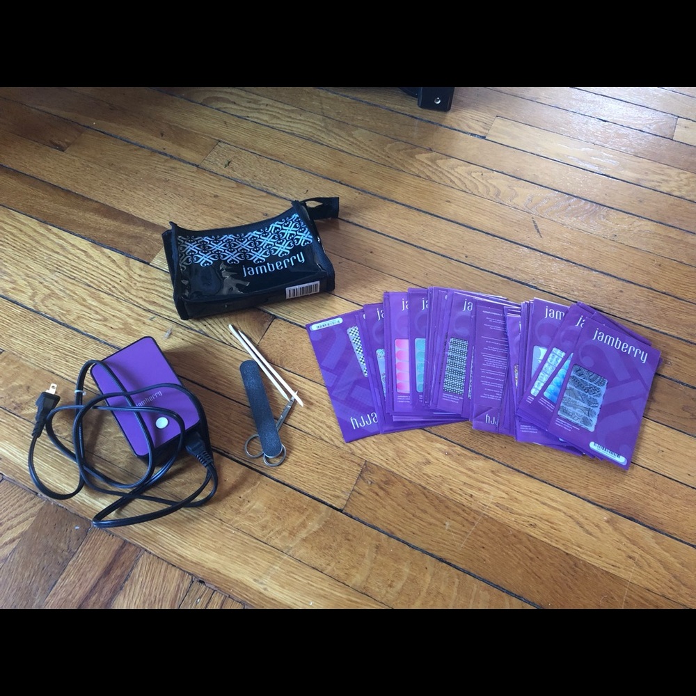 Large collection of Jamberry nail wraps and tools